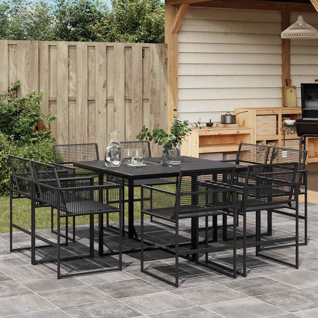 vidaXL 9-piece Garden Dining Set poly rattan black