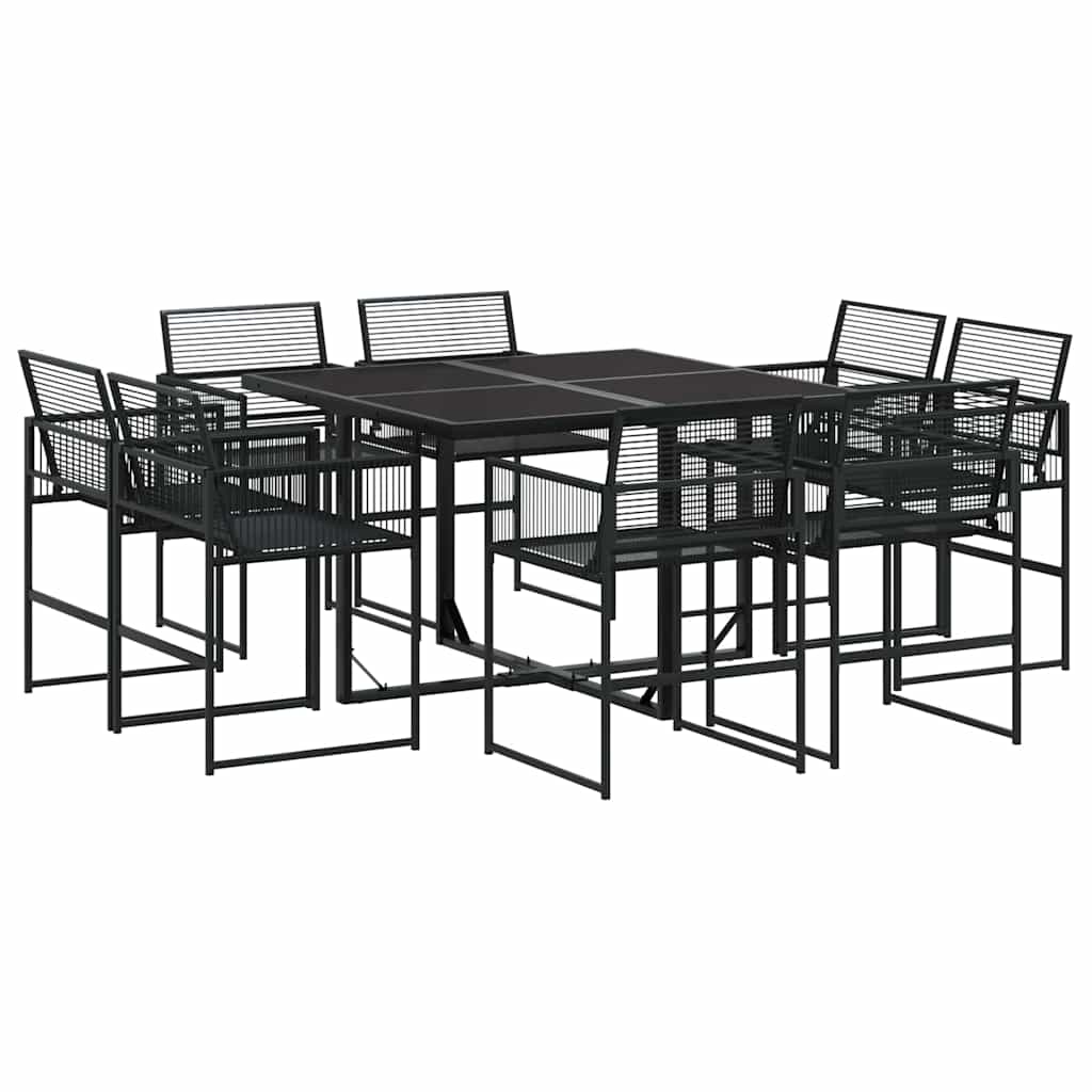 vidaXL 9-piece Garden Dining Set poly rattan black