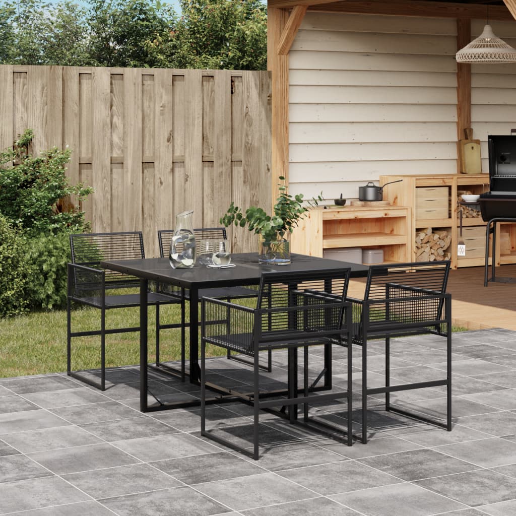 vidaXL 5-delige Tuinset poly rattan zwart