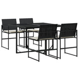 vidaXL 5-delige Tuinset met kussens poly rattan zwart