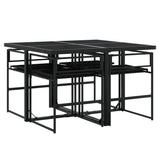 vidaXL 5-delige Tuinset met kussens poly rattan zwart