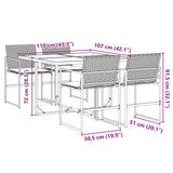 vidaXL 5-delige Tuinset met kussens poly rattan zwart
