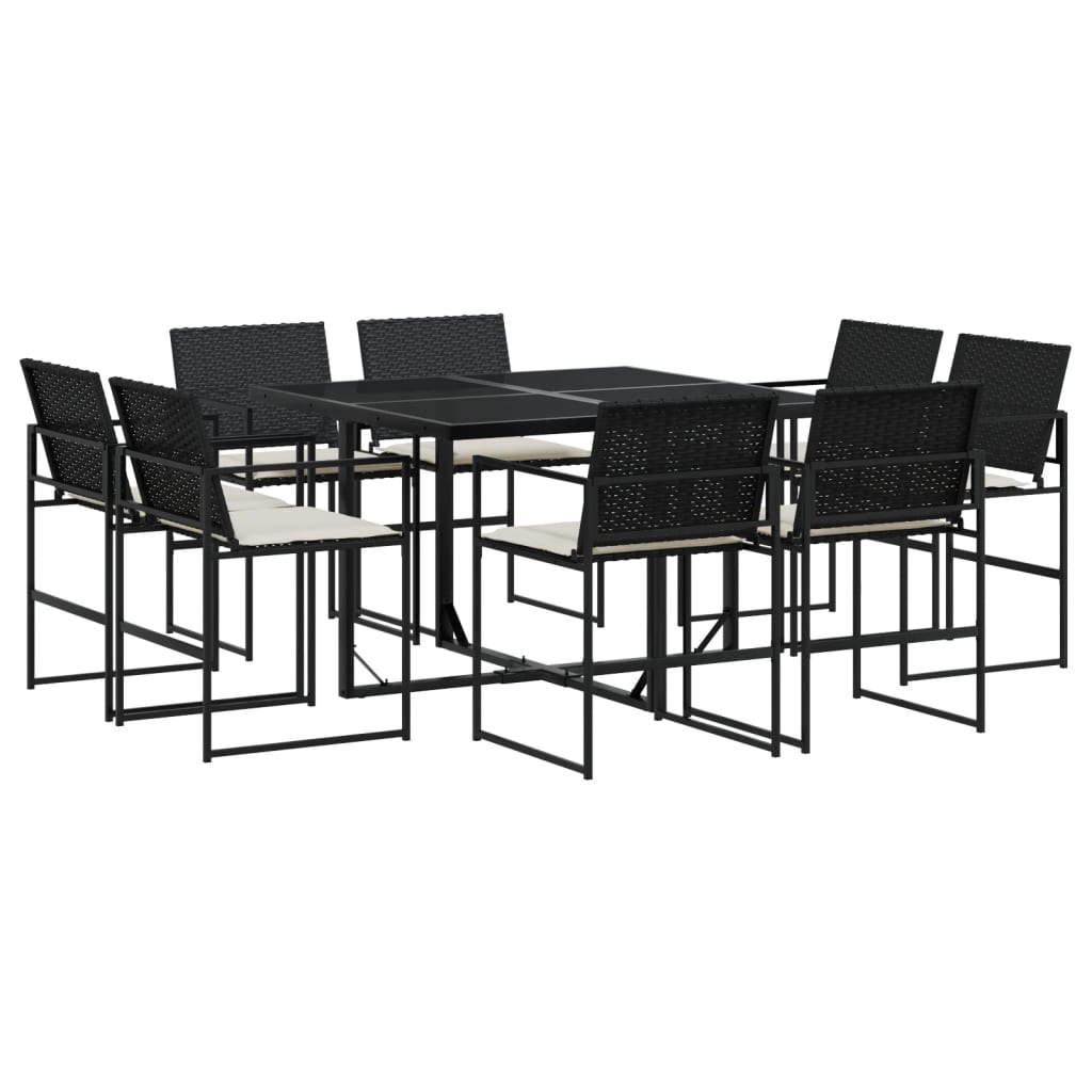 vidaXL 9-delige Tuinset poly rattan zwart