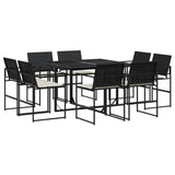 vidaXL 9-delige Tuinset poly rattan zwart
