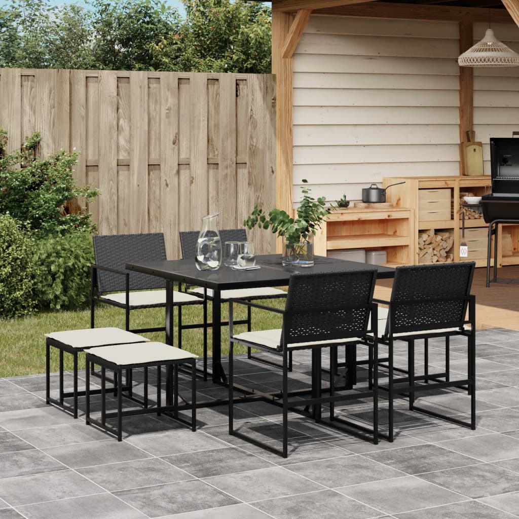 vidaXL 9-piece Garden Dining Set Poly Rattan Black
