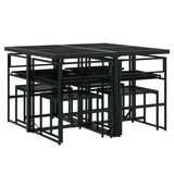 vidaXL 9-piece Garden Dining Set Poly Rattan Black