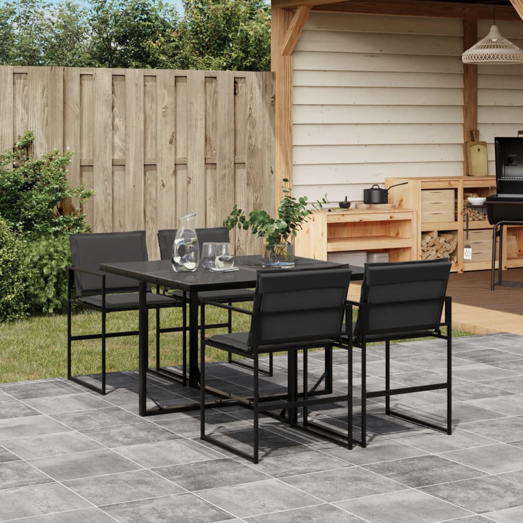 vidaXL 5-piece Garden Dining Set with Cushions Textilene Black