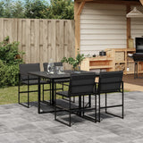 vidaXL 5-piece Garden Dining Set with Cushions Textilene Black