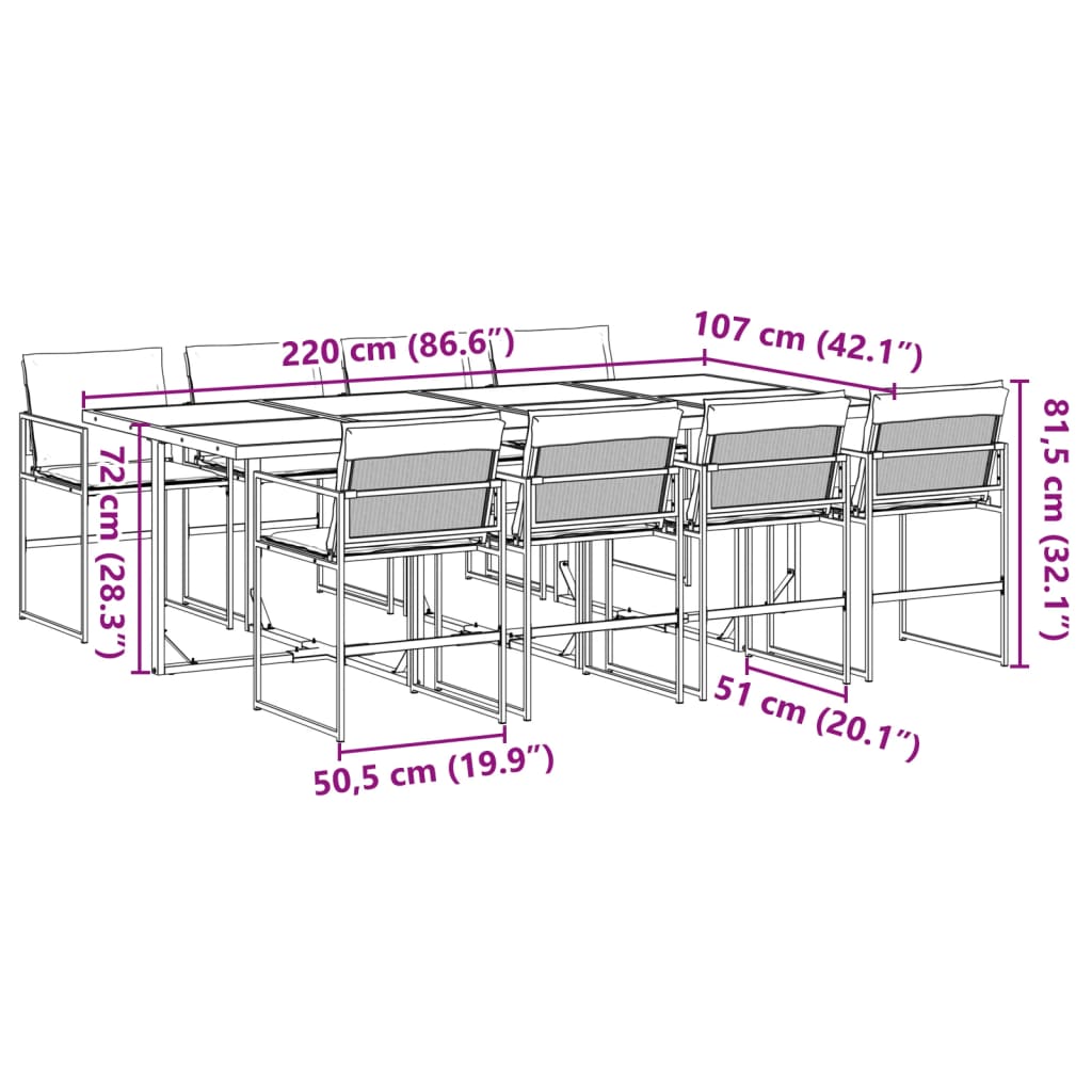 vidaXL 5-piece Garden Dining Set with Cushions Textilene Black