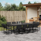 vidaXL 9-piece Garden Dining Set with Cushions Textilene Black