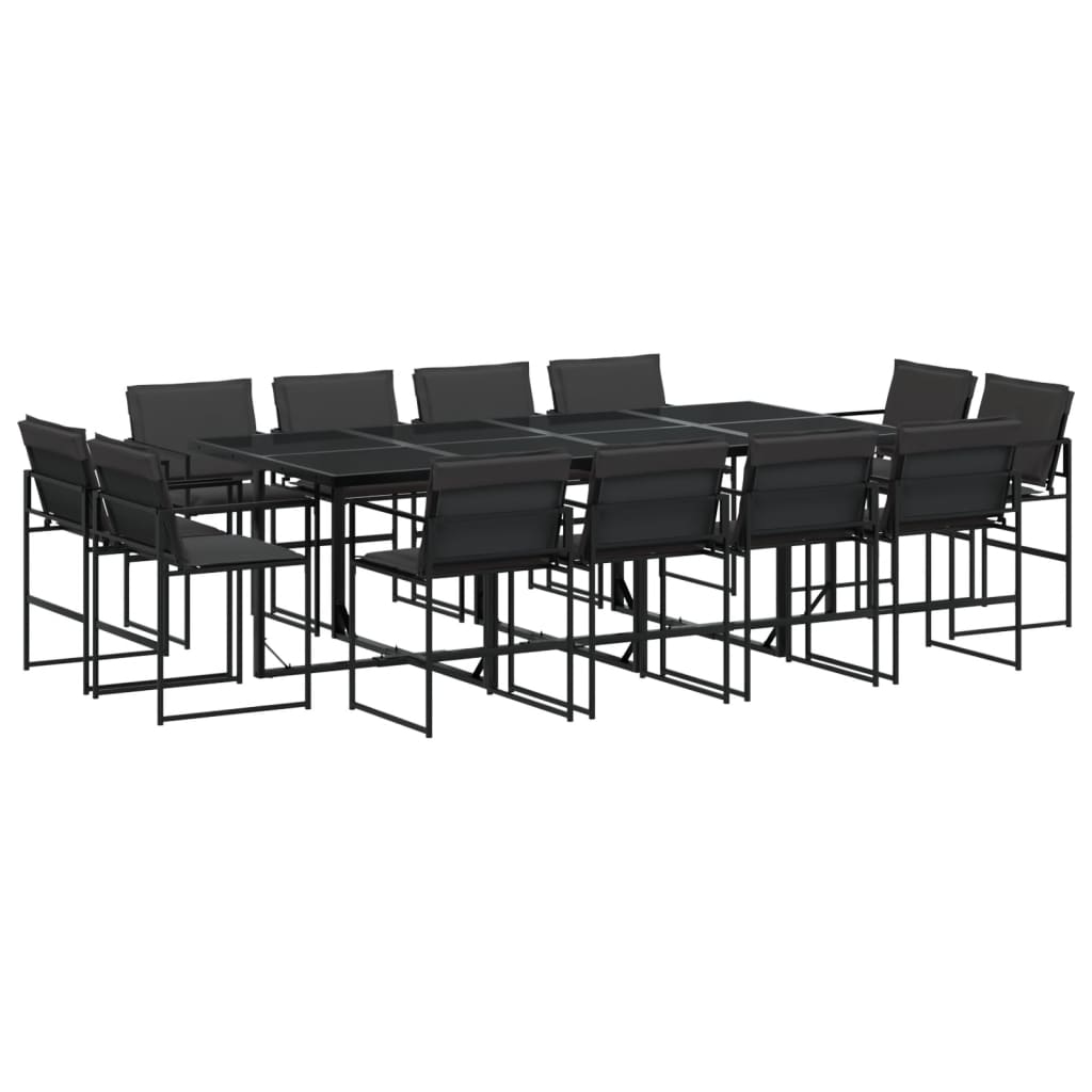 vidaXL 9-piece Garden Dining Set with Cushions Textilene Black