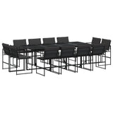 vidaXL 9-piece Garden Dining Set with Cushions Textilene Black