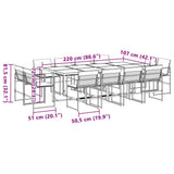 vidaXL 9-piece Garden Dining Set with Cushions Textilene Black