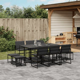 vidaXL 9-piece Garden Dining Set with Cushions Textilene Black