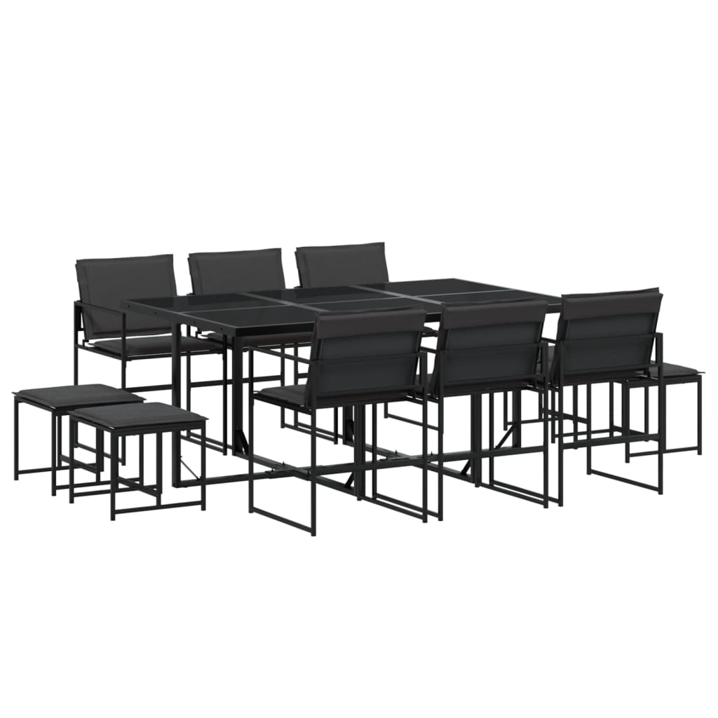 vidaXL 9-piece Garden Dining Set with Cushions Textilene Black