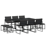 vidaXL 9-piece Garden Dining Set with Cushions Textilene Black