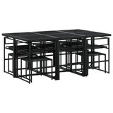 vidaXL 9-piece Garden Dining Set with Cushions Textilene Black