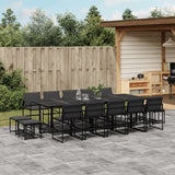 vidaXL 9-piece Garden Dining Set with Cushions Textilene Black