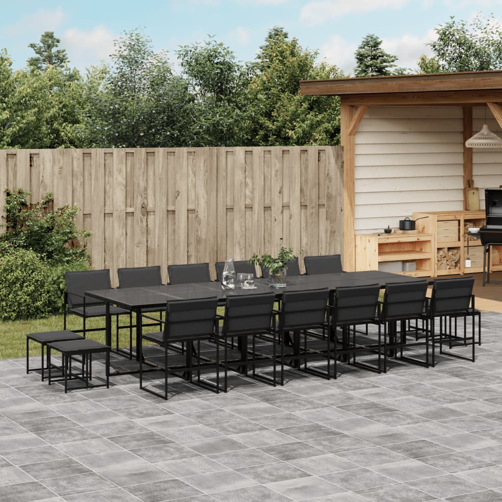 vidaXL 9-piece Garden Dining Set with Cushions Textilene Black