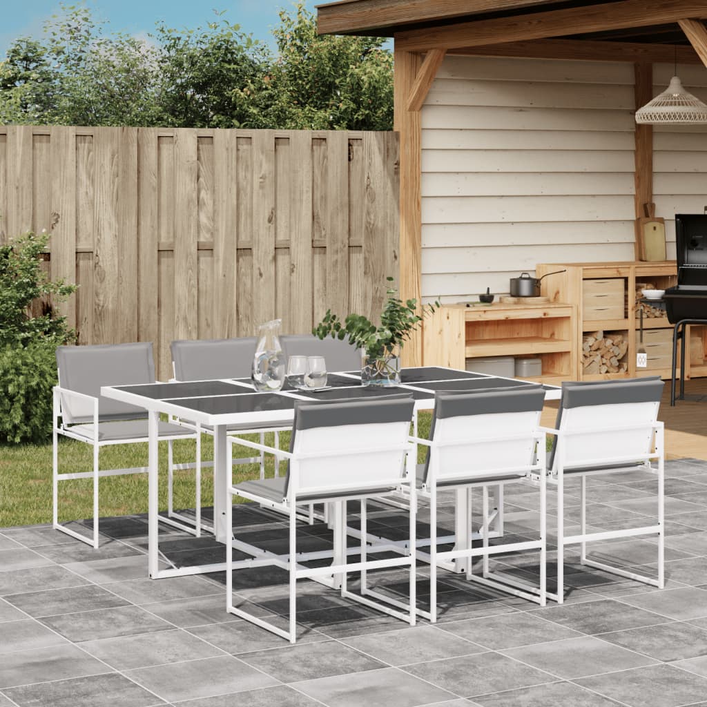 vidaXL 5-delige Tuinset met kussens textileen wit