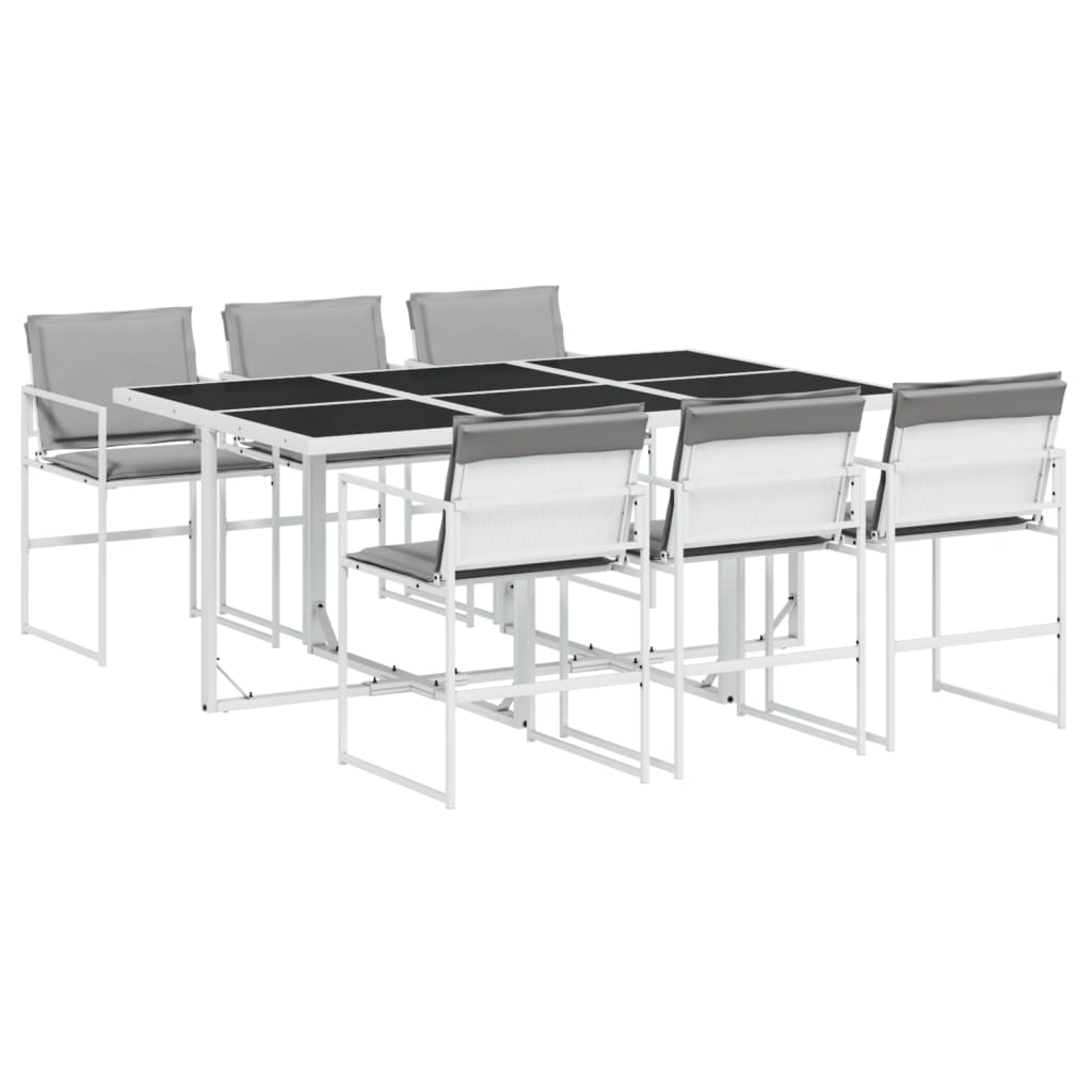 vidaXL 5-delige Tuinset met kussens textileen wit