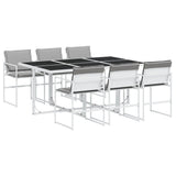 vidaXL 5-delige Tuinset met kussens textileen wit