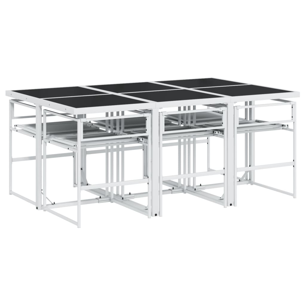 vidaXL 5-delige Tuinset met kussens textileen wit