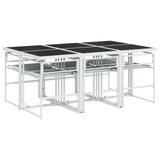 vidaXL 5-delige Tuinset met kussens textileen wit