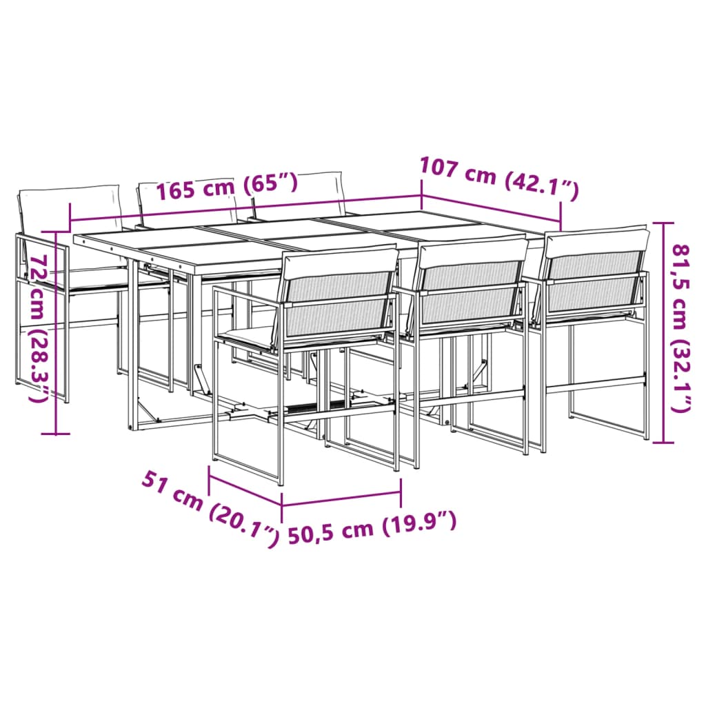 vidaXL 5-delige Tuinset met kussens textileen wit