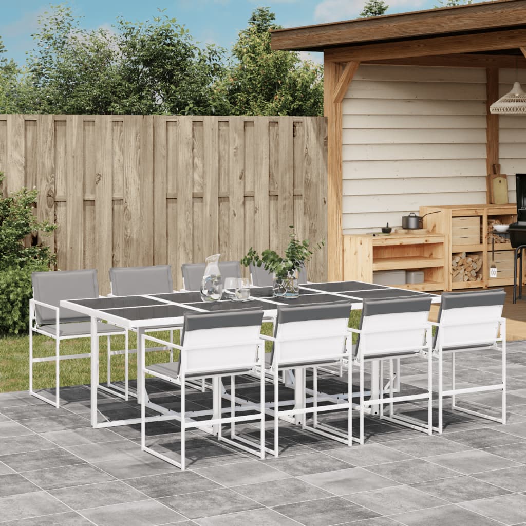 vidaXL 5-delige Tuinset met kussens textileen wit
