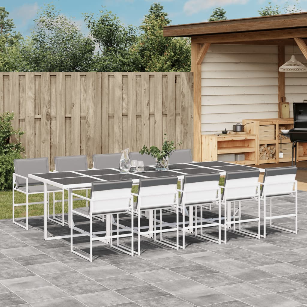 vidaXL 5-delige Tuinset met kussens textileen wit