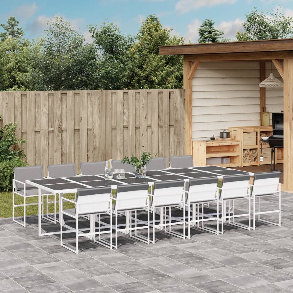 vidaXL 5-delige Tuinset met kussens textileen wit