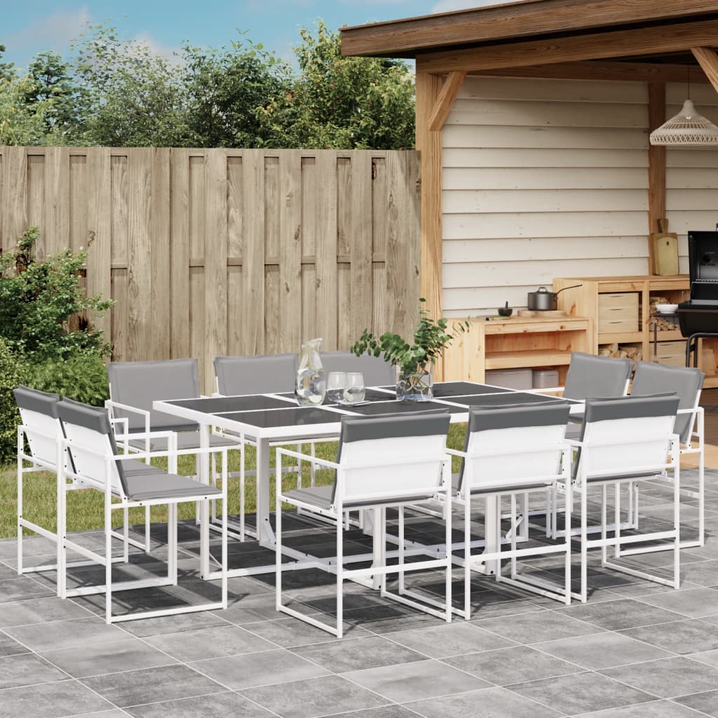 vidaXL 9-piece Garden Dining Set with Cushions Textilene White