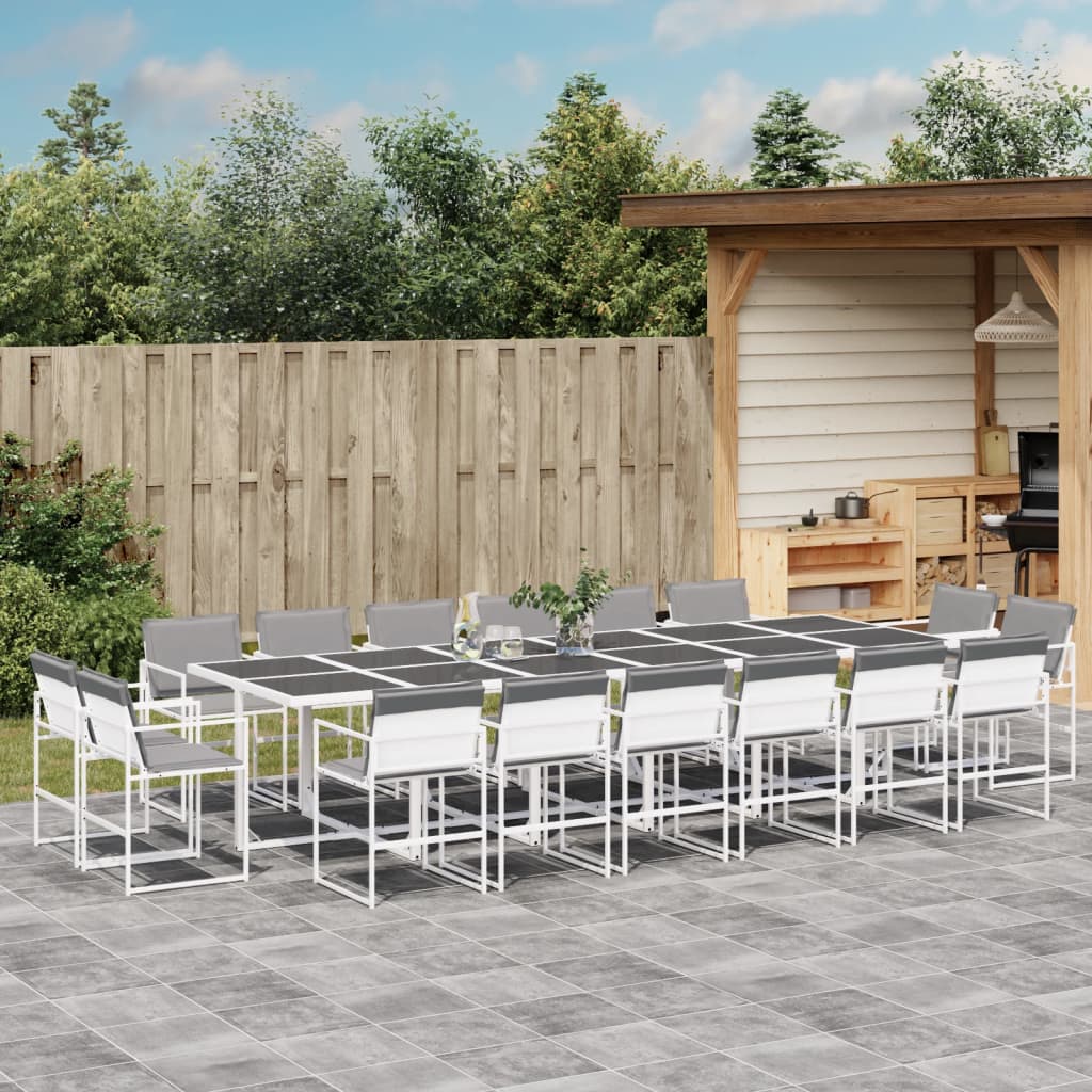 vidaXL 9-piece Garden Dining Set with Cushions Textilene White