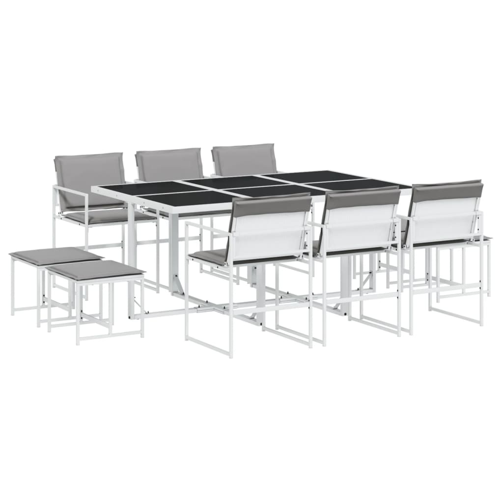 vidaXL 9-delige Tuinset met kussens textileen wit