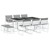 vidaXL 9-delige Tuinset met kussens textileen wit