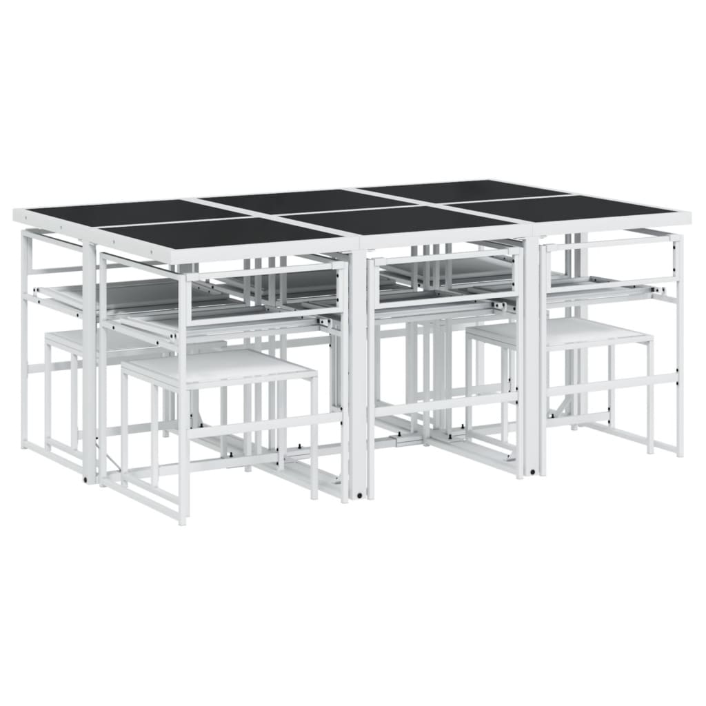 vidaXL 9-delige Tuinset met kussens textileen wit