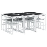 vidaXL 9-delige Tuinset met kussens textileen wit