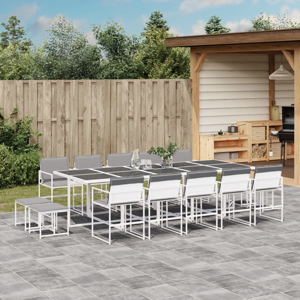 vidaXL 9-delige Tuinset met kussens textileen wit