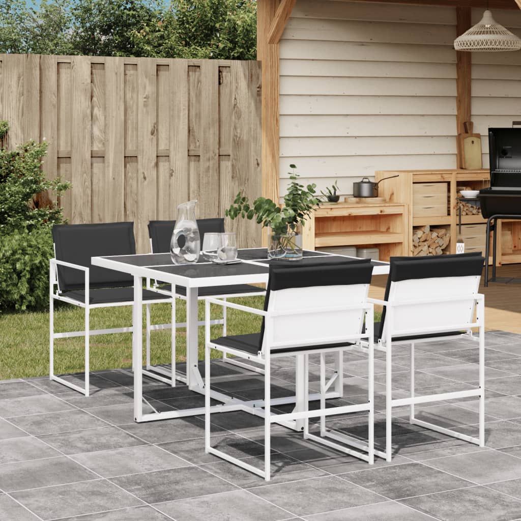vidaXL 5-delige Tuinset met kussens textileen wit