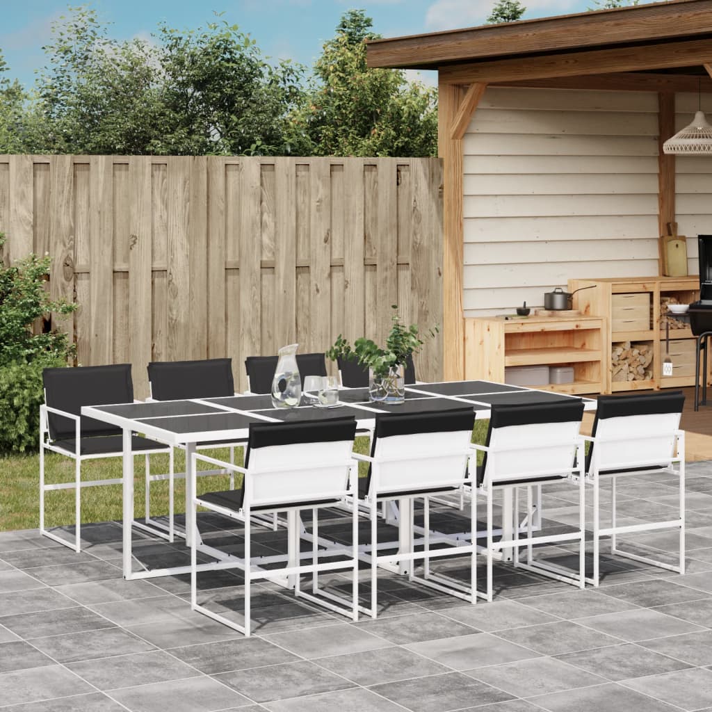 vidaXL 5-delige Tuinset met kussens textileen wit