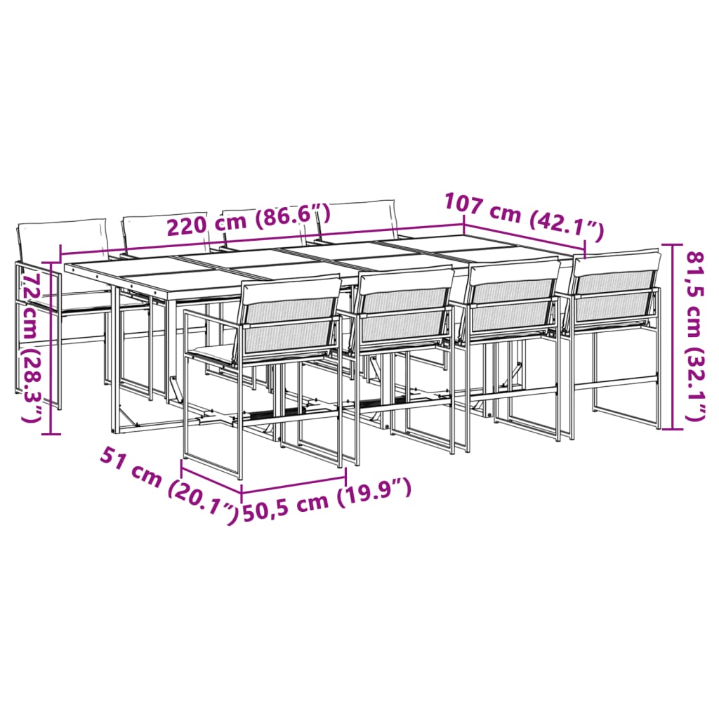 vidaXL 5-delige Tuinset met kussens textileen wit