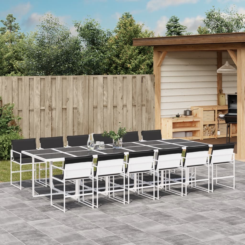 vidaXL 5-delige Tuinset met kussens textileen wit