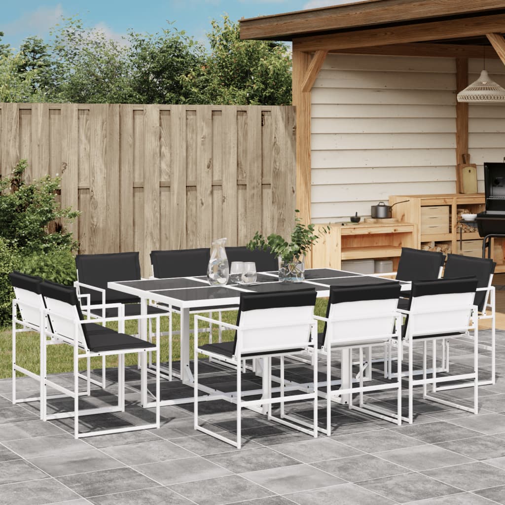 vidaXL 9-delige Tuinset met kussens textileen wit