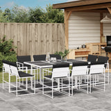 vidaXL 9-delige Tuinset met kussens textileen wit