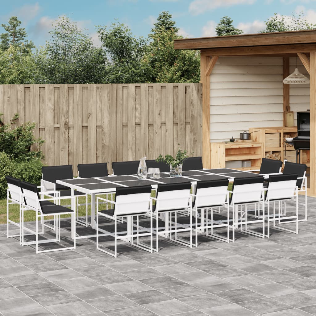 vidaXL 9-delige Tuinset met kussens textileen wit