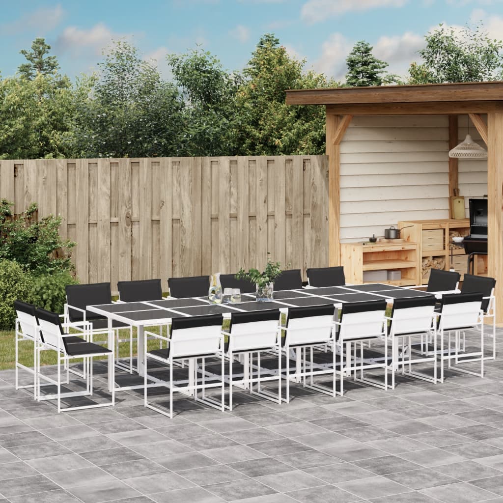 vidaXL 9-delige Tuinset met kussens textileen wit