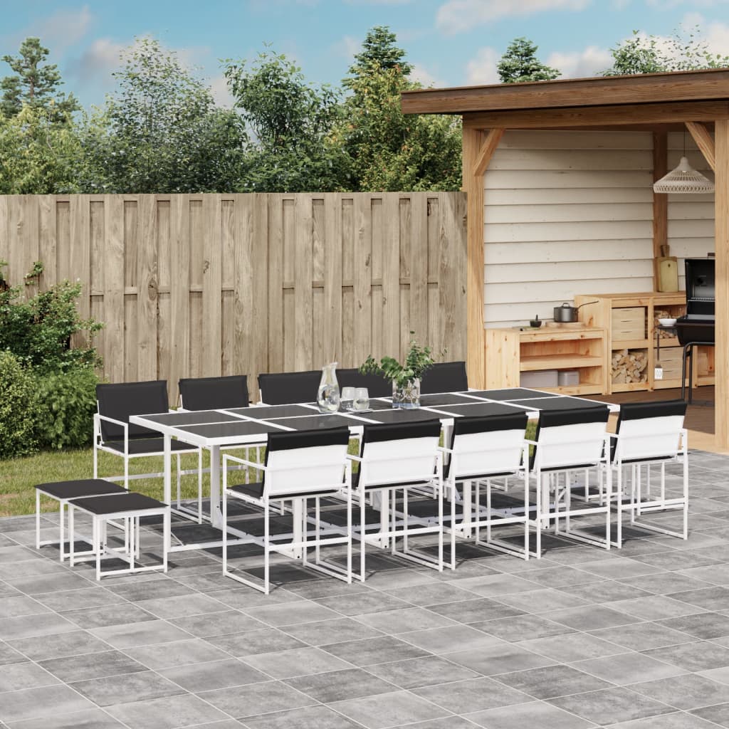vidaXL 9-piece Garden Dining Set with Cushions Textilene White