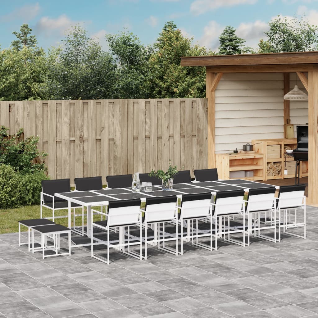 vidaXL 9-piece Garden Dining Set with Cushions Textilene White