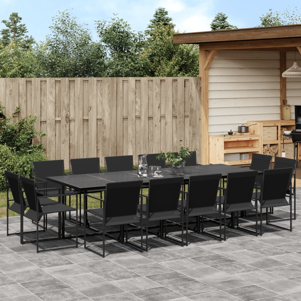 vidaXL 9-piece Garden Dining Set Textilene Black